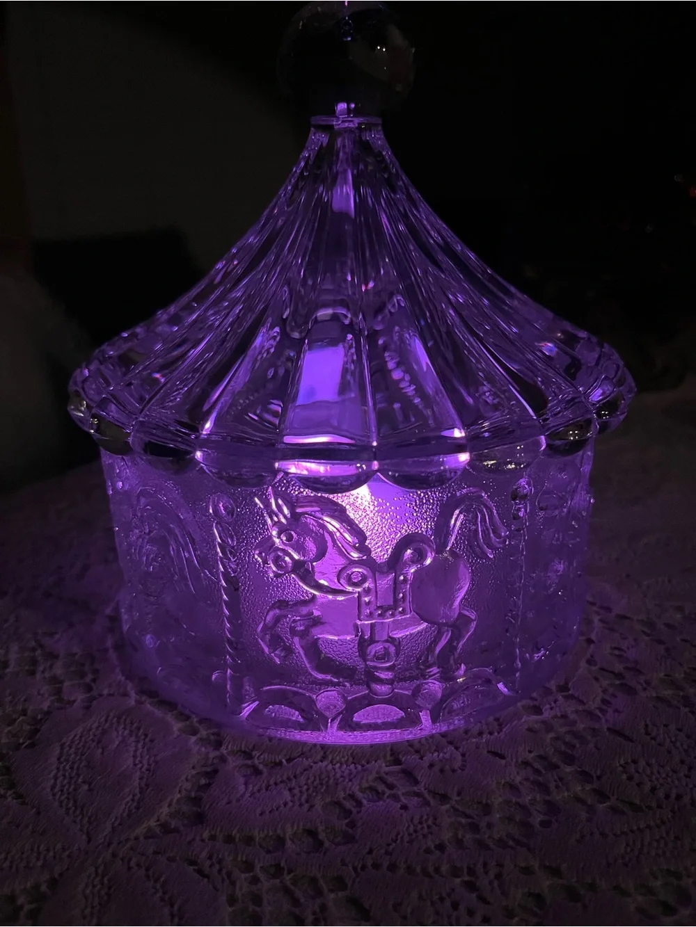 Vintage Goebel Carousel Circus Candy Dish Fairy Lamp Crystal Glass